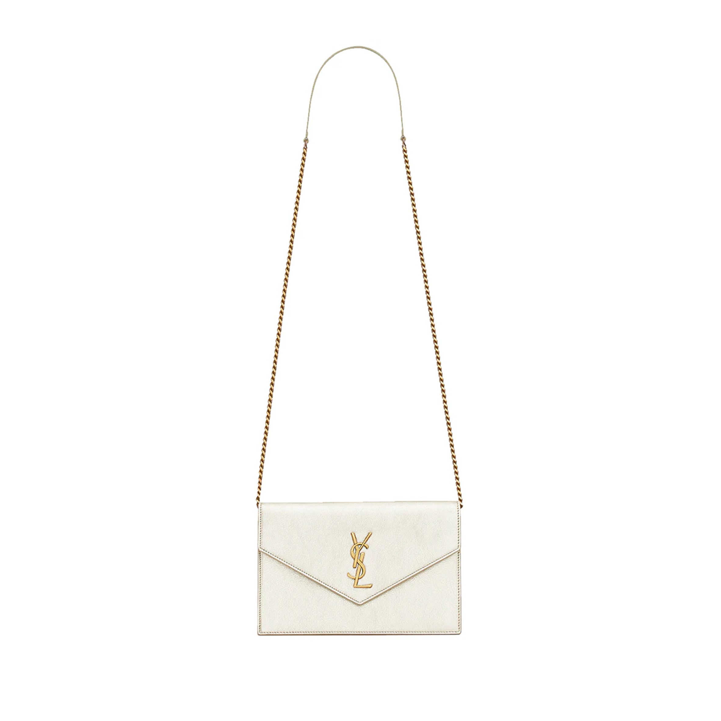YSL CASSANDRE ENVELOPE CHAIN WALLET IN METALLIZED LEATHER 402031AAAGI7100 (19*12.5*3.5cm)